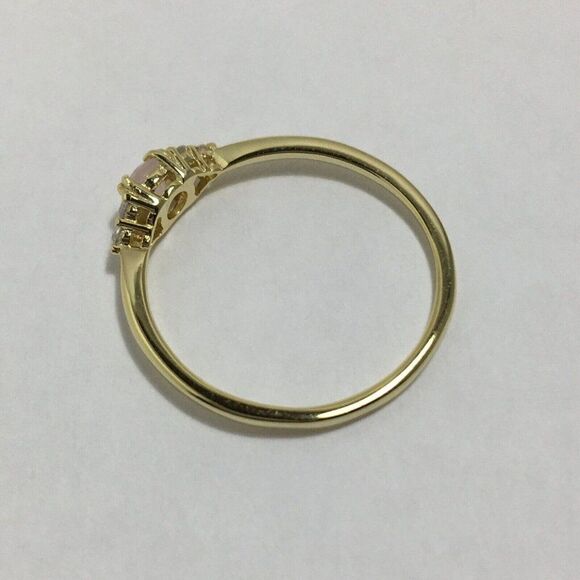 Yellow Gold Plated Sterling Silver Ring Size 7 Pink Lab Created Cubic Zirconia - Picture 8 of 16